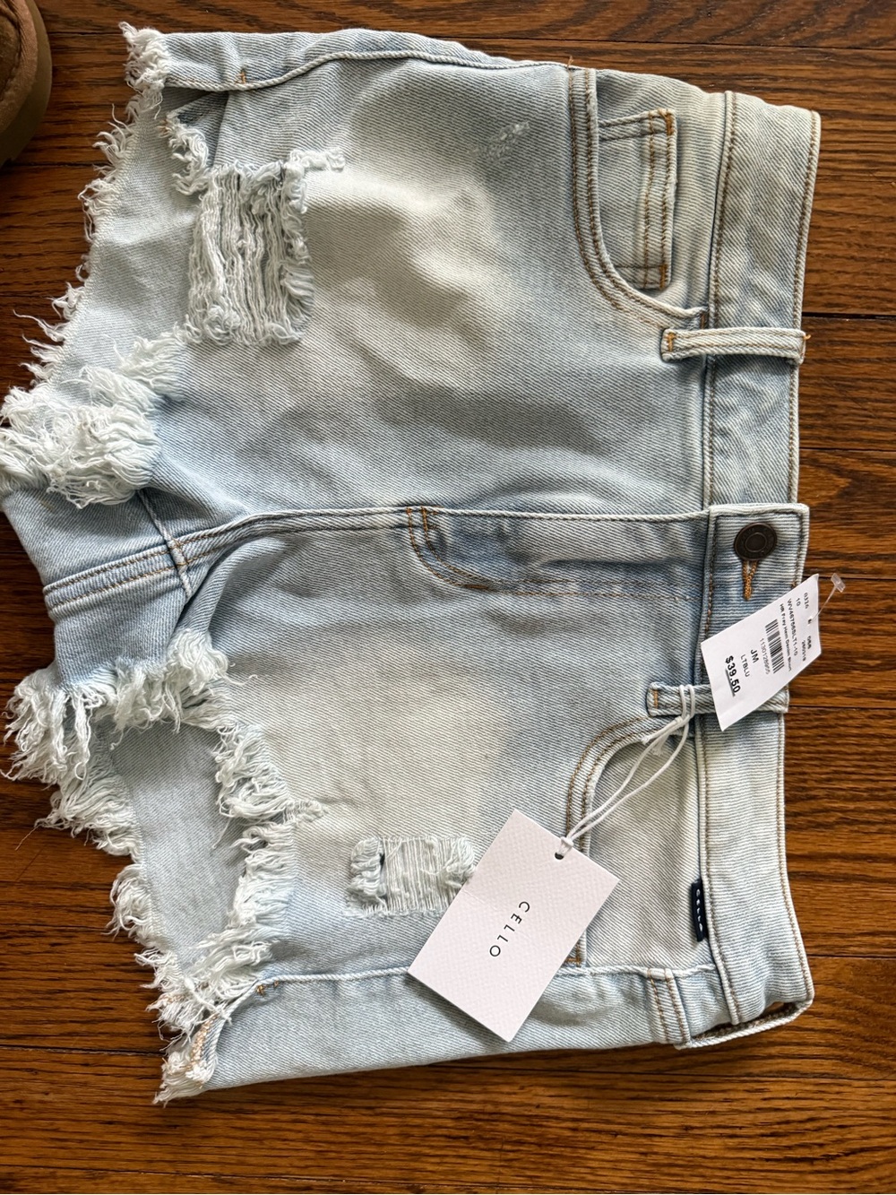 Cello high rise fray hem denim shorts
